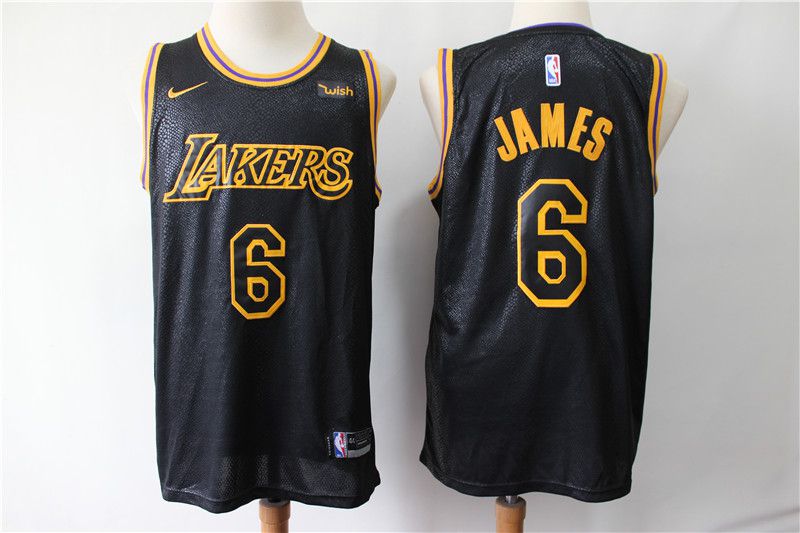 Men Los Angeles Lakers 6 James Black City Edition Nike NBA Jerseys